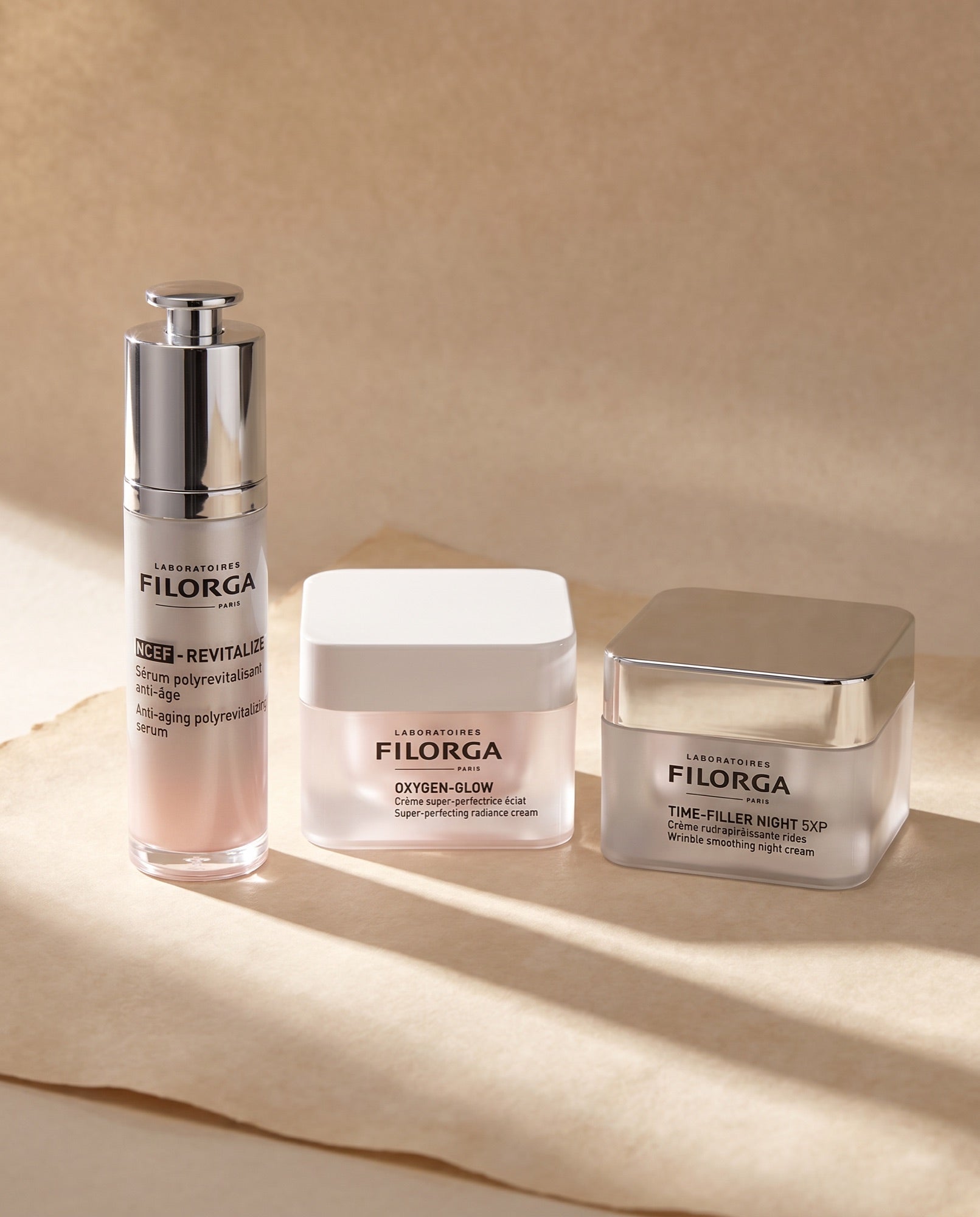 Routine anti-âge premium Filorga : NCEF, Time-Filler Nuit, Oxygen-Glow